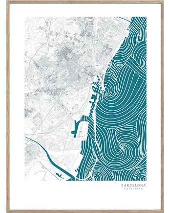 BARCELONA Hiszpania  plakat mapa, maps by P