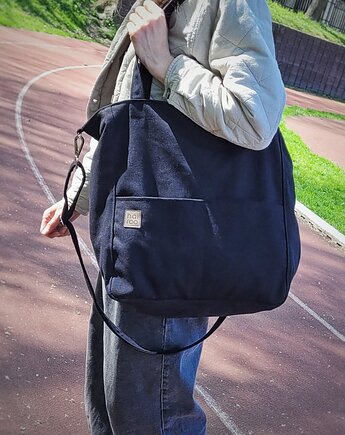 Lazy bag Pocket torba czarna bawełniana vegan, hairoo