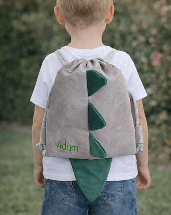 Worek dla chłopca  przedszkolaka z imieniem dinosaur żłobka na dzień dziecka, Made by Joan