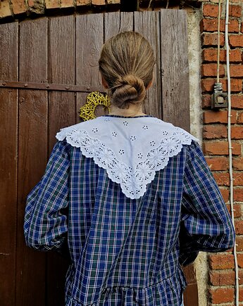 Koszula granatowa w kratę upcykling z kołnierzem S, From.us brand