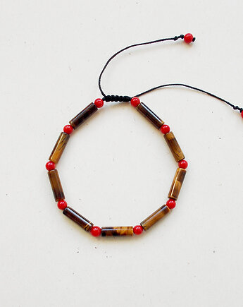 Tygrysie oko i koral Bransoletka z regulacją, galeria nuit