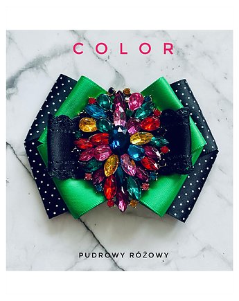 Brosza z kolekcji COLOR  z kolorowym kryształem, Pudrowy Różowy