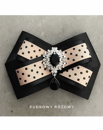 Brosza z motywem kropeczek z czarnym kryształkiem, Pudrowy Różowy