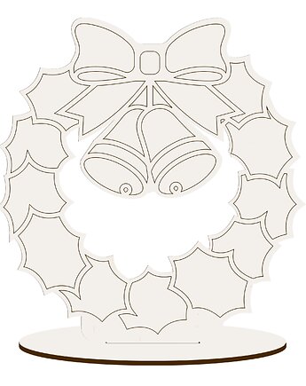 Drewniany Wieniec Wianek Stojący na Podstawce Figurka na Święta Prezent DIY, smxdsgn