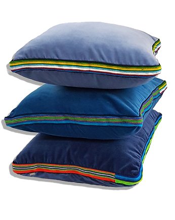 Zestaw 3 kolory niebieski - aksamitnych poduszek Folka, folka