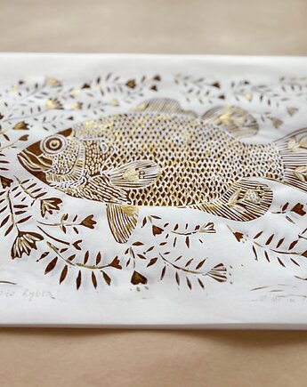 Linoryt w ramce - Ryba, Mint In Paper