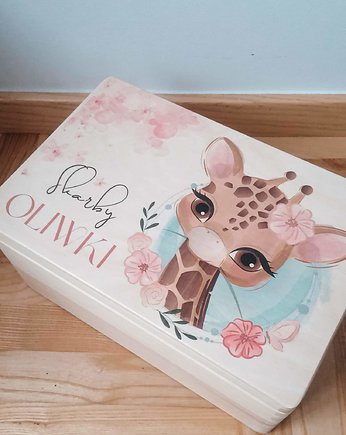 SŁODKA ŻYRAFKA personalizowane pudełko kuferek wspomnien chrzest roczek, LOO LOO DREAM