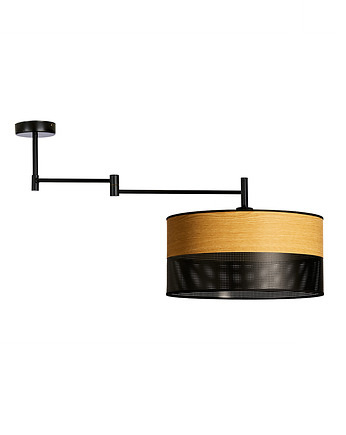 Czarna lampa sufitowa regulowana z abażurem 40 cm RANGUN DUAL, LYSNE