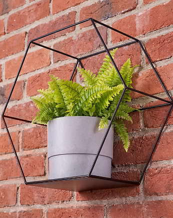 Metalowa półka, kwietnik czarna   HEX PLUS, DEKORN