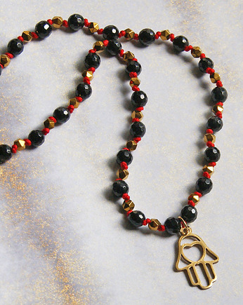 Choker OCHRONNY naszyjnik : turmalin & hamsa, kaktusia