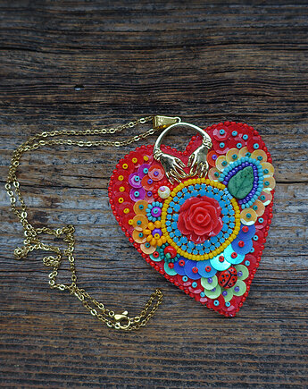 Kolekcja Frida - wisior kolorowe serce Fridy, Mró Soutache