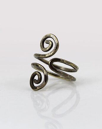 Wężowy - rozm. M - mosiężny pierścionek - unikat, Caltha