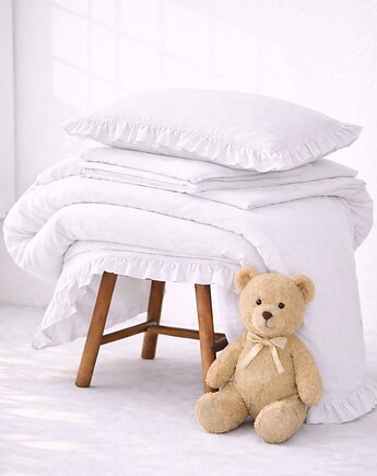Lniana pościel dziecięca z falbanką - śnieżna biel, Linen House