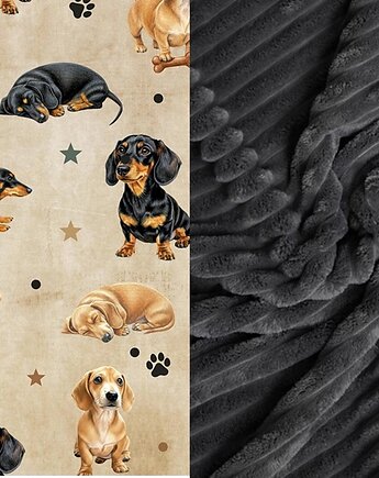 WYJĄTKOWY koc _ narzuta _ jamniczki _ 155x200 cm, MOJAMAJA