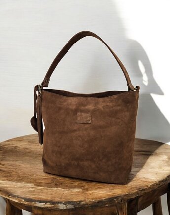 Zamszowa Shopper Boho. Duża torebka na ramię brązowa, UNIQUE HandMade