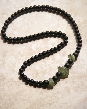 Apatyt zielony, onyks - męski naszyjnik, kaktusia