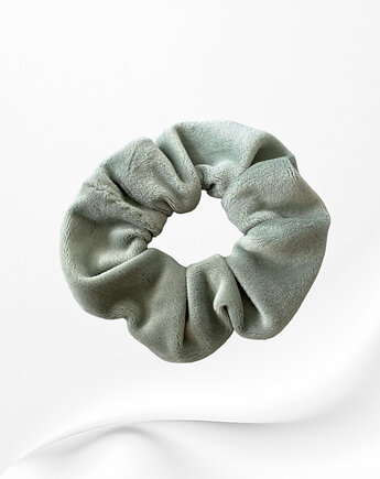 Gumka frotka scrunchie midi welurowa zielona blada, Zdunetti
