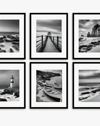 Czarno białe fotografie nadmorski krajobraz plakaty, black dot studio