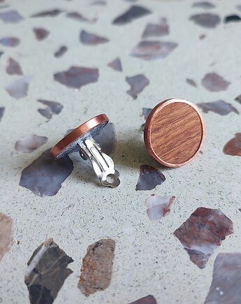 Kolczyki klipsy - drewno, CU Earrings