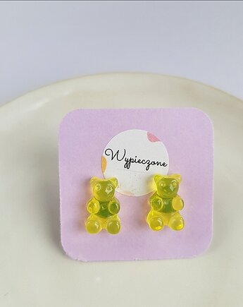 Kolczyki sztyfty zółte misie żelki, Wypieczone