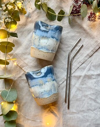 Kubek ze słomką, niebieski melanż, JD loves CERAMICS