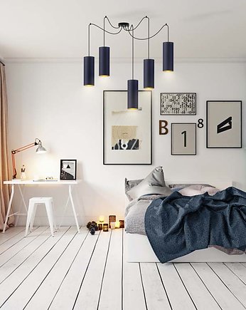 5-punktowa lampa wisząca pająk do salonu VIZELA GOLD T5, LYSNE