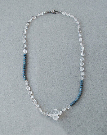 Kryształ górski i niebieska  lawa Naszyjnik, galeria nuit