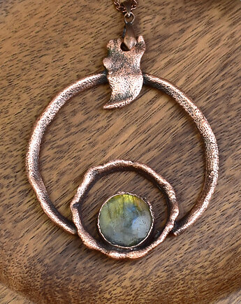 Miedziany geometryczny wisiorek z labradorytem, Spirit Of Copper