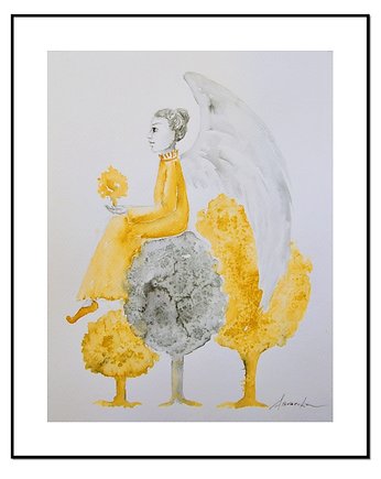 Anioł Arbornauta /3/, akwarela, obraz recznie malowany, Galeriai