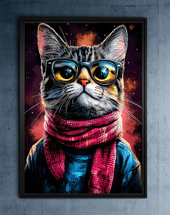 Hipsterski Kot Edzik - grafika na plakacie, JBJart Justyna Jaszke