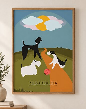 Plakat Fine Art giclee Psia łączka. Polski New Look, ma illustories