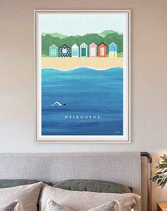Plażowe budki w Melbourne - plakat fine art, minimalmill