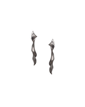 Kolczyki srebrne WAVES Straight / BLACK silver earrings, ZAMIŁOWANIA - wymarzony prezent