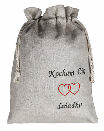 Worek Lniany na Prezent Kocham Cię Dziadku. Worek Prezentowy dla Dziadka, Sklep Angelos