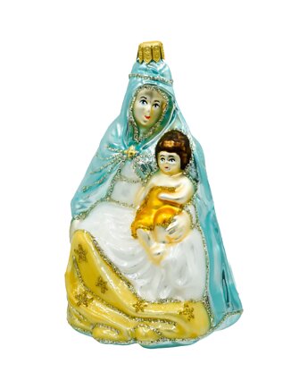 Bombka choinkowa: Matka Boska z Dzieciątkiem: niebieska, Syn Bombkarza