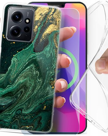 Etui slim clear do Xiaomi Redmi Note 12 4G i wzory do wyboru + szkło 9H, Caseline  etui na telefon