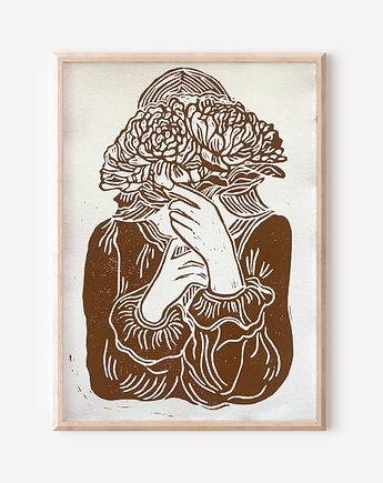 Linoryt -  bukiet piwonii, Mint In Paper