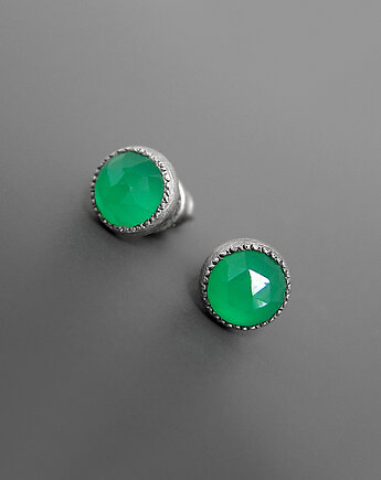 Kolczyki z zielonym agatem, srebro, Pastelove Jewelry