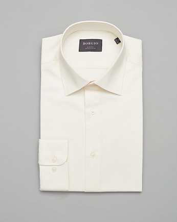 Koszula męska simeria 00376 ecru slim fit, BORGIO