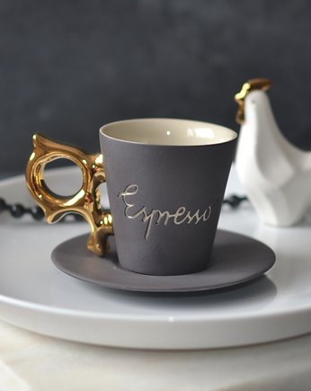 Filiżanka Espresso ze złotym uszkiem, coco ceramics
