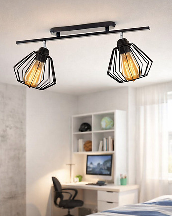 Czarna lampa sufitowa na listwie z regulowanymi kloszami HOUSTON LOFT, lampy loftowe LYSNE LOFT