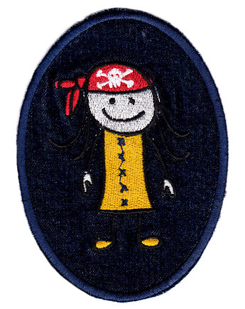 Naszywka naprasowanka DZIEWCZYNKA PIRATKA termoprzylepna haft 8,5x11,7cm, Wyszywane