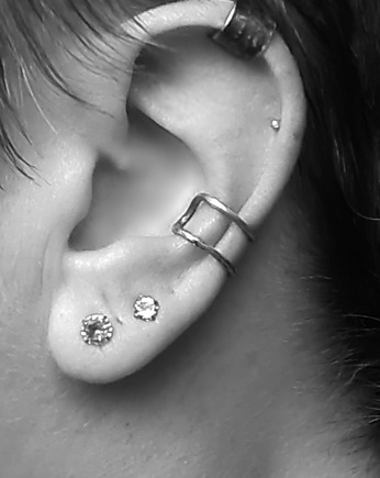 Nausznica na ucho srebro DOUBLE, RA