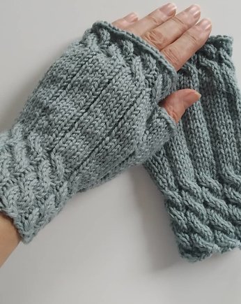 Mitenki krótkie szaro miętowe, Sparklyyarn