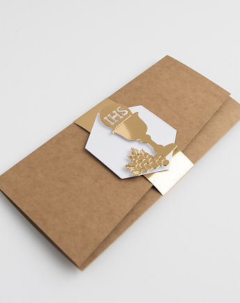 Zaproszenie na komunię ze złotą opaską, Papiernik