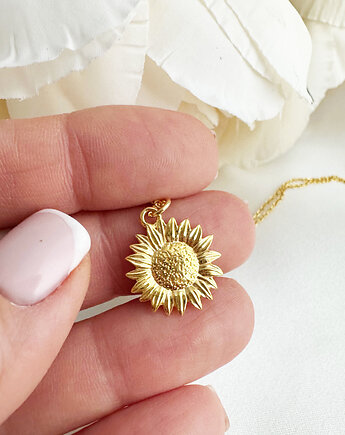 Naszyjnik ze słonecznikiem, złoty słonecznik, Anemon Atelier