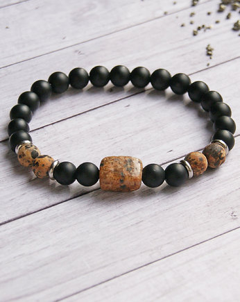 S A L E : męska bransoletka : jaspis & onyks, kaktusia