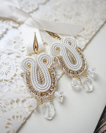 Boho ślubne kolczyki soutache, Mró Soutache