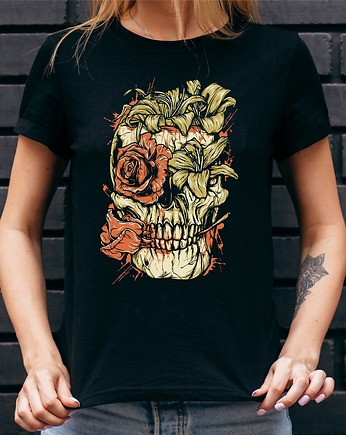 Koszulka damska organiczna Flower skull, ART ORGANIC