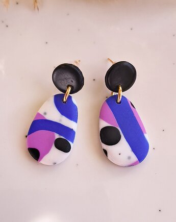 Kolczyki handmade inspirowane sztuką, fioletowo kobaltowa biżuteria, Dary Rusałki